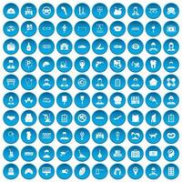 100 favorite work icons set blue