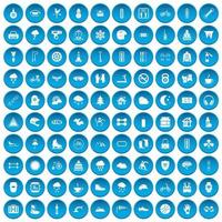 100 iconos de guante conjunto azul vector