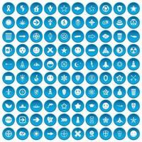 100 iconos de logotipo conjunto azul vector