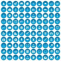 100 seminar icons set blue