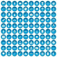 100 antiterrorism icons set blue vector