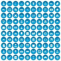 100 activity icons set blue