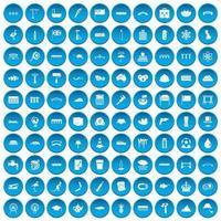 100 iconos de puente conjunto azul vector