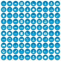 100 development icons set blue vector