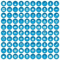 100 iconos de química conjunto azul