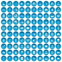 100 iconos de artesanía azul vector