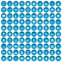 100 iconos de Europa conjunto azul