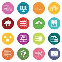 Database icons many colors set vector