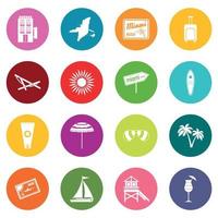 Miami icons many colors set vector