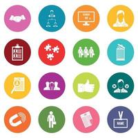 Human resource management icons many colors set