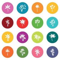 Palm tree icons many colors set vector