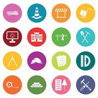 Construction icons many colors set vector