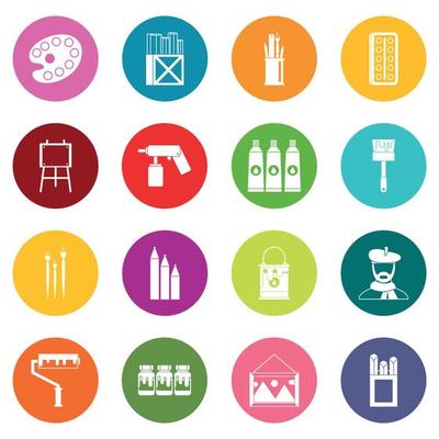 Painting icons many colors set