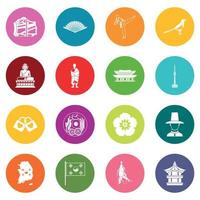 South Korea icons many colors set vector