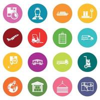 Logistic icons many colors set vector