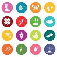 Spring icons many colors set vector