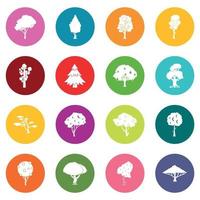 Trees icons many colors set vector