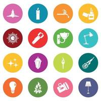 iconos de símbolos de fuente de luz conjunto de muchos colores vector