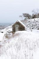 Cabin in snow photo
