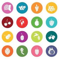 Berries icons many colors set vector