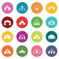 Tent forms icons many colors set vector