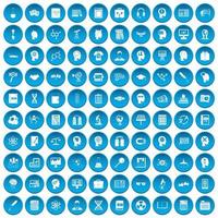 100 iconos de conocimiento conjunto azul vector