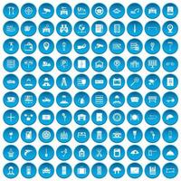 100 keys icons set blue vector