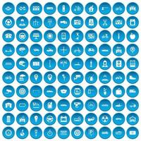 100 iconos de estacionamiento conjunto azul vector