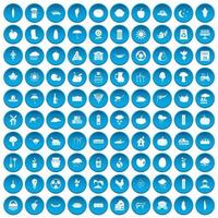 100 pumpkin icons set blue vector