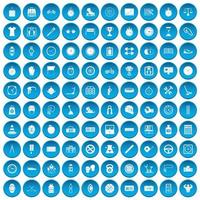 100 iconos de cronómetro conjunto azul vector