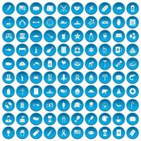 100 iconos de estados unidos conjunto azul vector