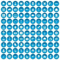100 war crimes icons set blue