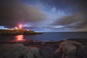 Lighthouse at night photo