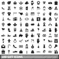 100 iconos de regalo, estilo simple vector