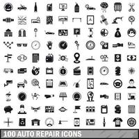 100 auto repair icons set, simple style