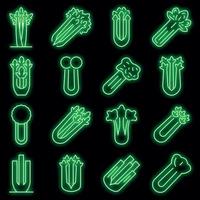 Celery icons set vector neon