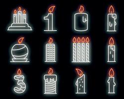 conjunto de iconos de velas de cumpleaños neón vectorial vector