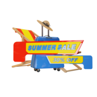 sommarsemester strandtema 3d illustration med sommarrea png