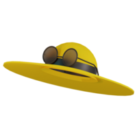 Sombrero de playa de icono de ilustración 3d y gafas con tema de verano png