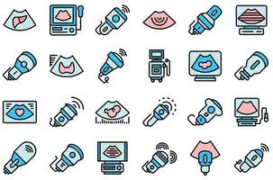 Sonograph icons set line color vector