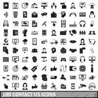 100 contact us icons set, simple style