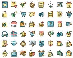 New price icons set line color vector