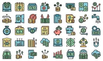 Passive income icons set vector flat