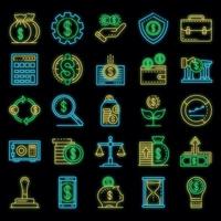 Deposit icons set vector neon