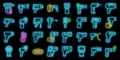 Laser thermometer icons set vector neon