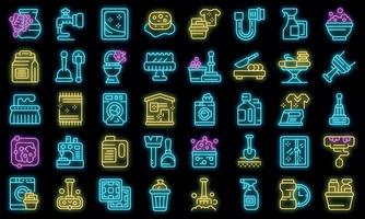 Household occupations icons set outline vector. Clean surface vector neon