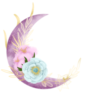 illustration aquarelle fleur de lune bohong png