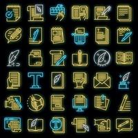 Copywriter icons set vector neon