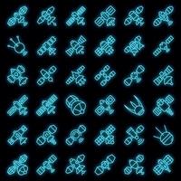 Satellite icons set vector neon