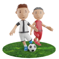 3d boys playing football soccer png